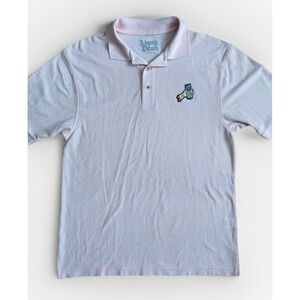 Liquid Death Polo Shirt Mens LG Pink Logo Patch Embroidered Collared Golf